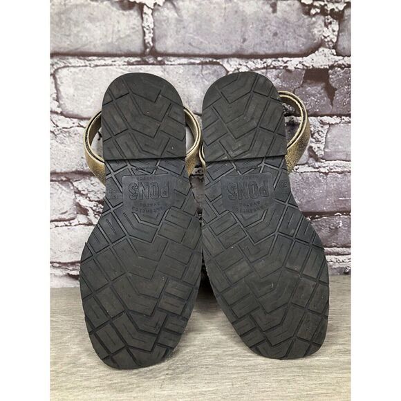 Pons Glitter Leather Casual Peep Toe Slingback Flats Sandals Women Sz 8M US/39EU - Picture 7 of 14